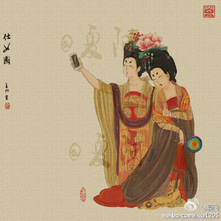 夏阿的创意绘画:中国古典名画穿越时代-4