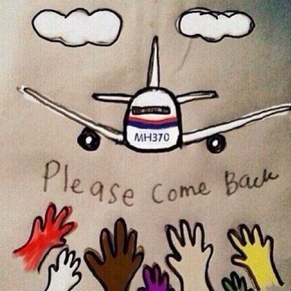 正能量等待MH370回家 国外网友手绘图为马航失联航班祈福