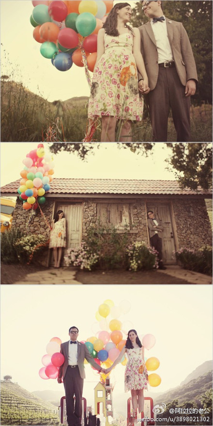 《飞屋历险记》浪漫的气球主题 创意婚纱照