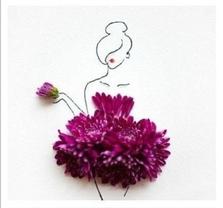 创意DIY作品 手绘人物搭配花瓣呈现清新风格-2