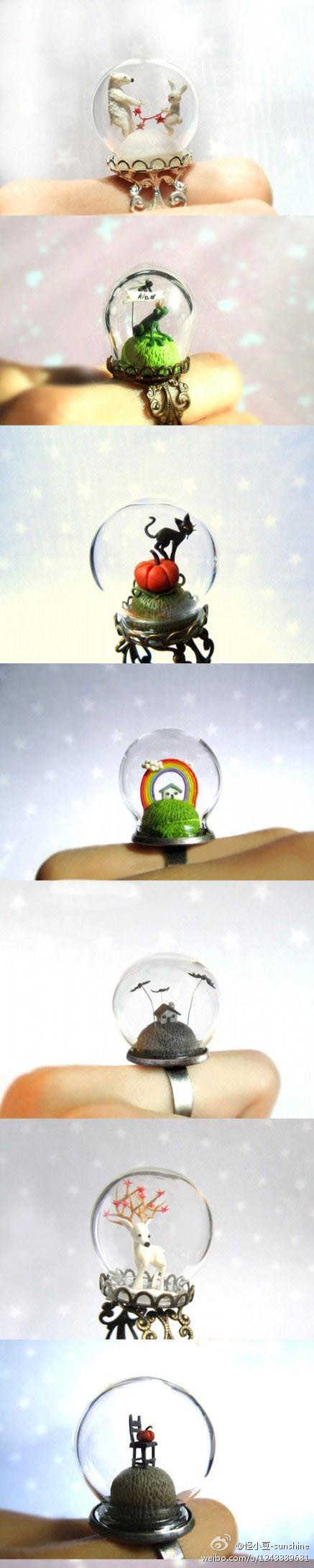 童话世界 精美水晶球戒指