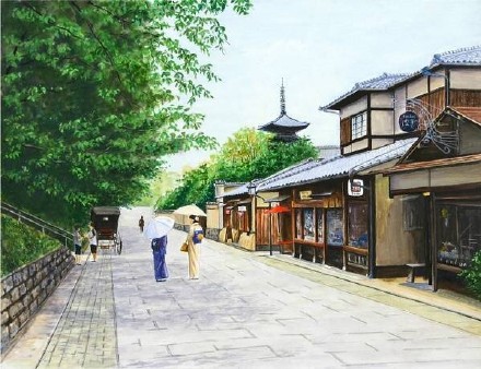 创意艺术:日本水彩画家Hiroki 漫步在京都的水彩画