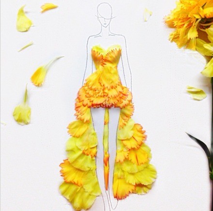 新加坡Grace Ciao的美丽创意 穿上用花瓣编织而成的裙子-1