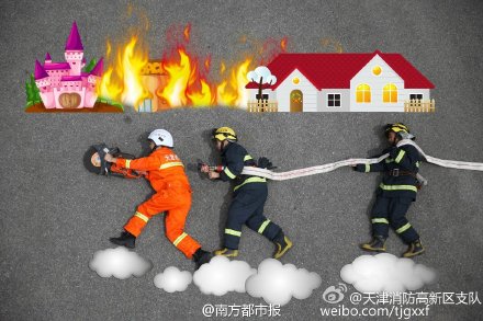 创意摄影:天津消防兵拍创意退伍照 向老兵致敬