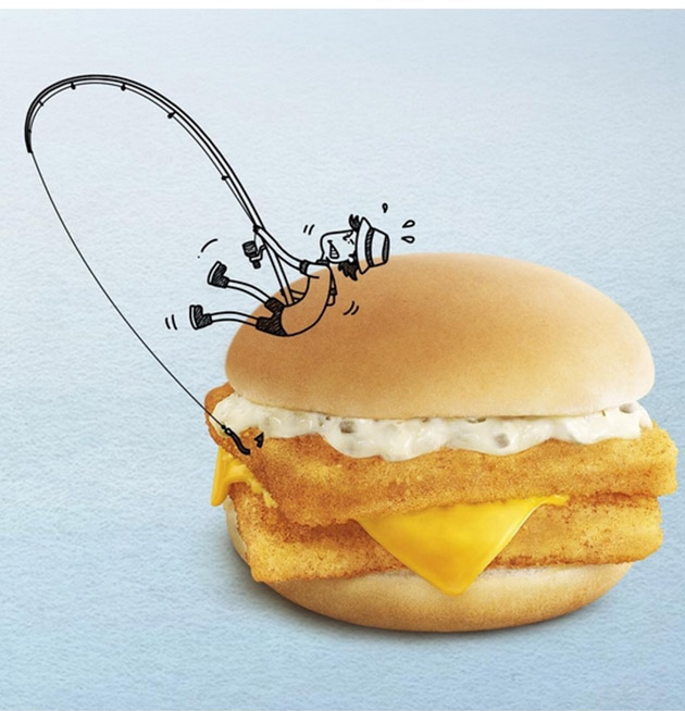 创意手绘:麦当劳推出结合自己食品的追忆童年系列涂鸦作品