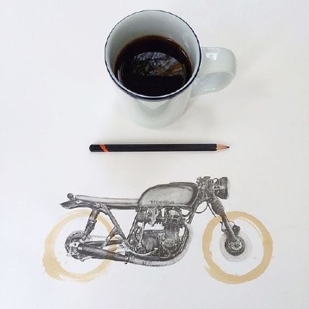 创意艺术 美国插画师Carter Asmann用咖啡留下的痕迹创作的涂鸦作品