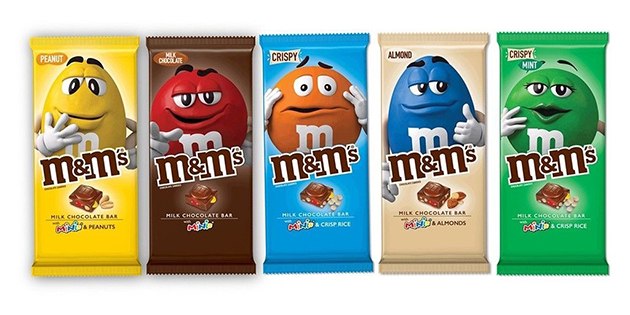 美国:M&M’s要出第一款巧克力棒 五种口味本月上市